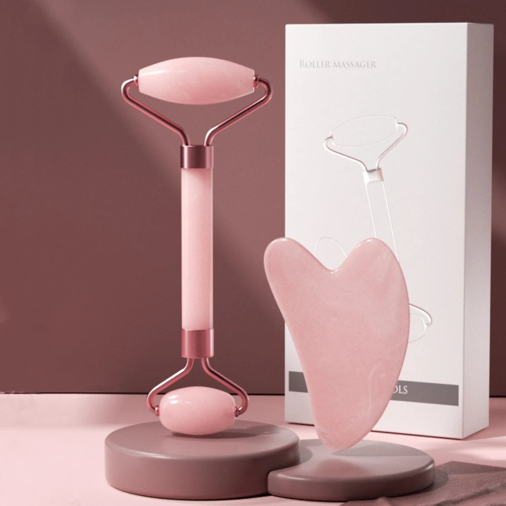 2‑in‑1 Facial Massage Roller & Gua Sha Set – Skin Firming & Lifting Tool