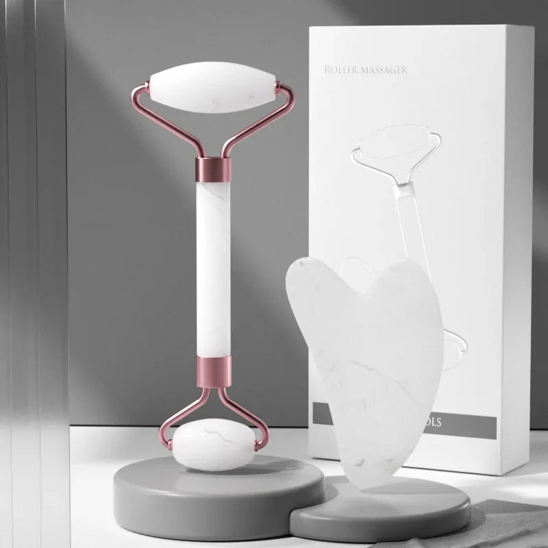 2‑in‑1 Facial Massage Roller & Gua Sha Set – Skin Firming & Lifting Tool