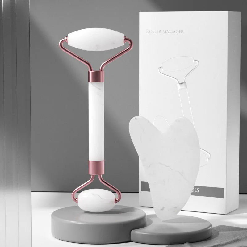 2‑in‑1 Facial Massage Roller & Gua Sha Set – Skin Firming & Lifting Tool