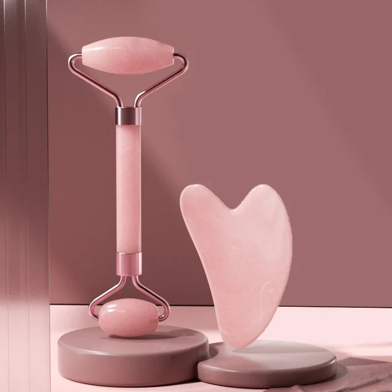 2‑in‑1 Facial Massage Roller & Gua Sha Set – Skin Firming & Lifting Tool