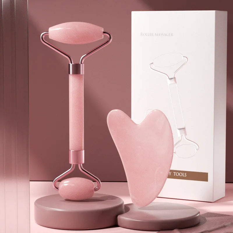 2‑in‑1 Facial Massage Roller & Gua Sha Set – Skin Firming & Lifting Tool