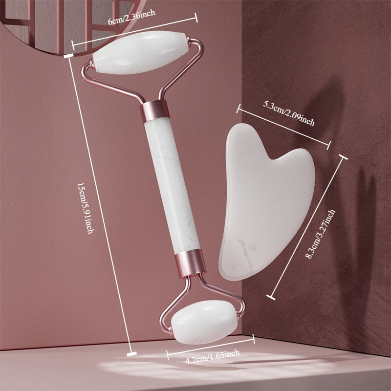 2‑in‑1 Facial Massage Roller & Gua Sha Set – Skin Firming & Lifting Tool