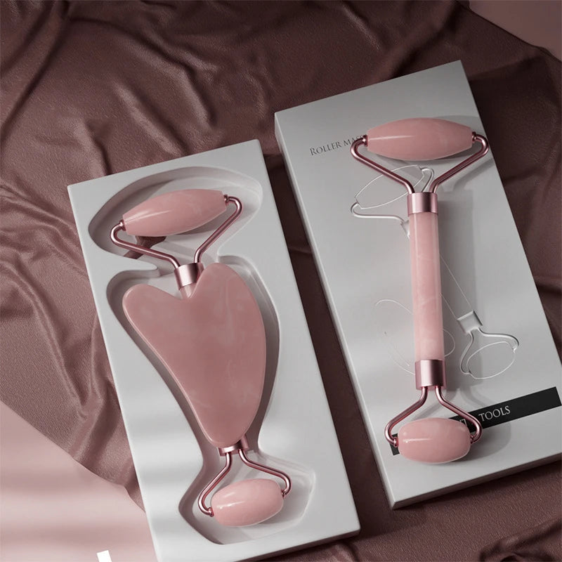 2‑in‑1 Facial Massage Roller & Gua Sha Set – Skin Firming & Lifting Tool