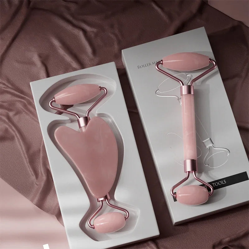2‑in‑1 Facial Massage Roller & Gua Sha Set – Skin Firming & Lifting Tool